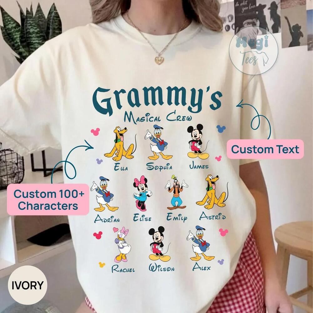 Kids Name Disney Grammy Shirt, Disney All Characters Grandma Gigi Tee